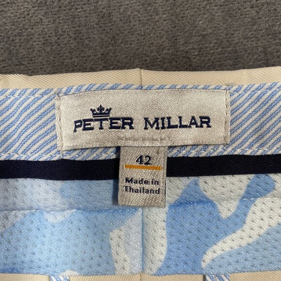 Peter Millar Beige Mens Tailored Chino Golf Shorts Size 42 Striped Lining Button - Picture 4 of 12
